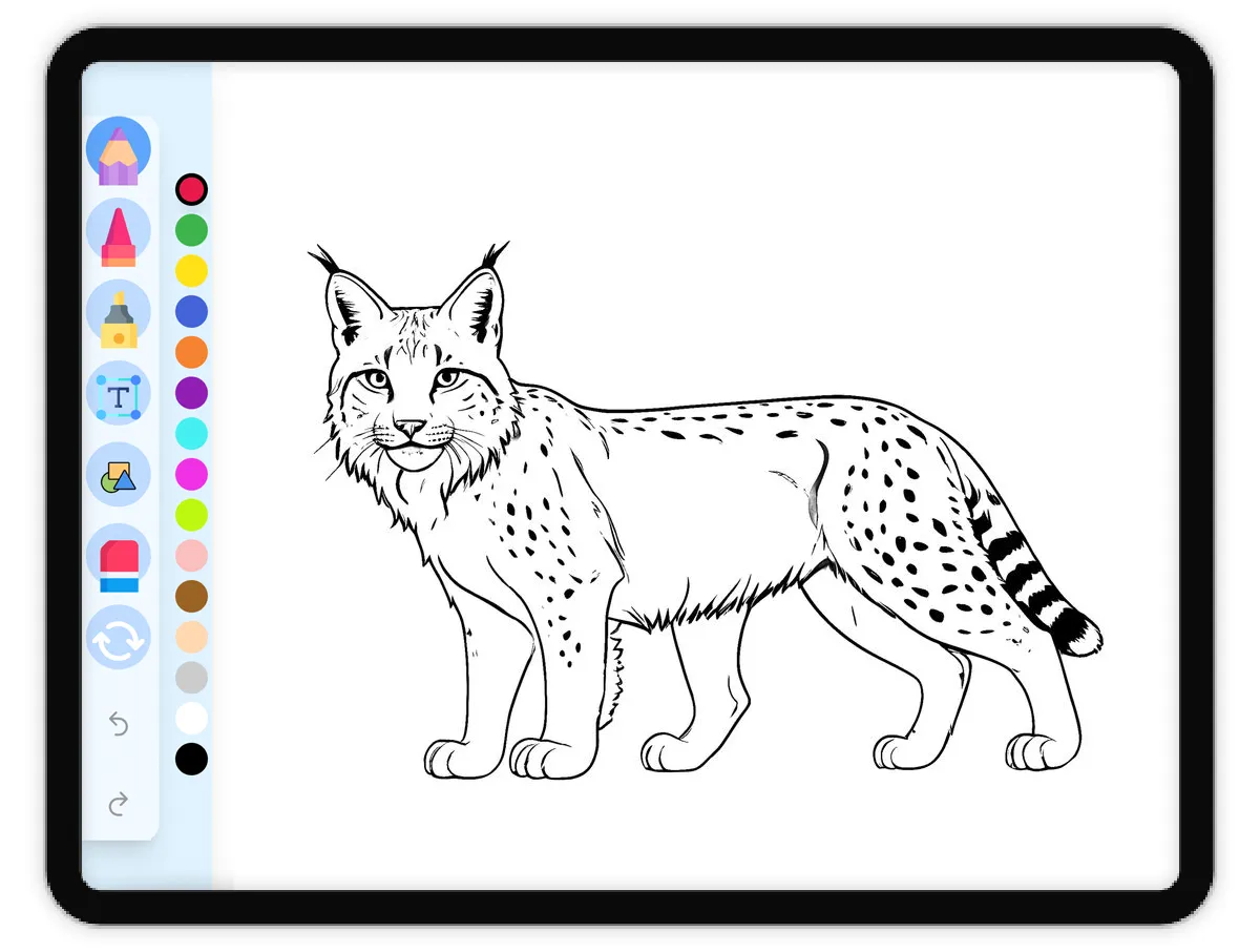 Interactive coloring page preview: Nimble Lynx Hunting - A fun educational coloring activity - Page 1