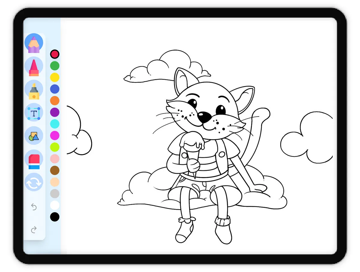 Interactive coloring page preview: Jo Eating Ice Cream - A fun educational coloring activity - Page 1