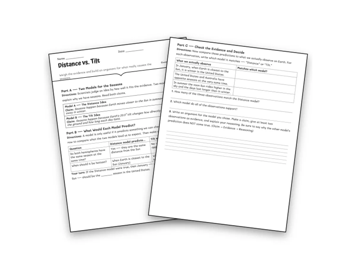 Worksheet preview: Distance vs. Tilt - Page 1 of null