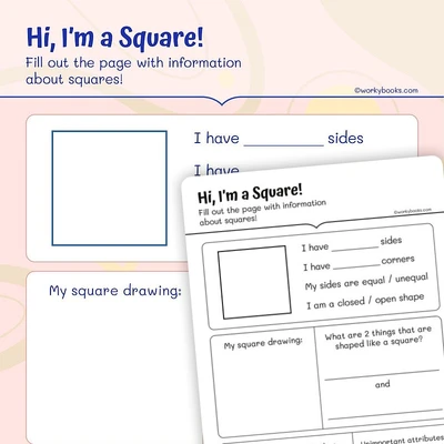 Hi, I'm a Square Shape - worksheet educational content