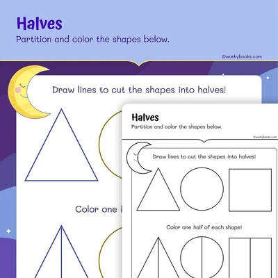 Halves - worksheet educational content