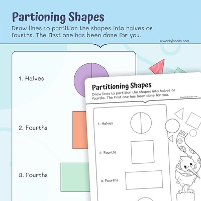 Partition Shapes into Parts with Equal Areas - worksheet educational content