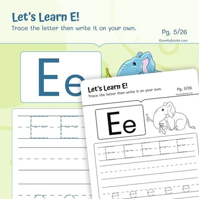 Alphabet E - worksheet educational content
