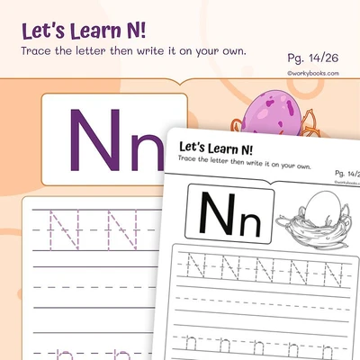 Alphabet N - worksheet educational content