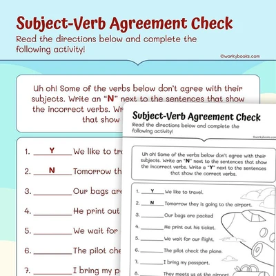 Agreement of Subject and Verb - worksheet educational content