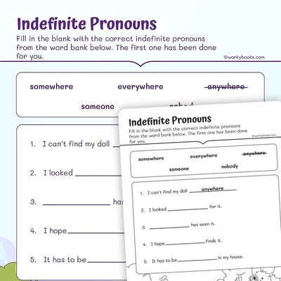 Indefinite Pronouns - worksheet educational content
