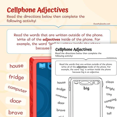 Cellphone Adjectives - worksheet educational content