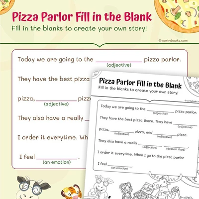 Frequently used Adjectives in Pizza Parlor - worksheet educational content
