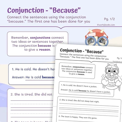 Conjunction—“Because” - worksheet educational content