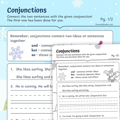 Conjunction Sentence - worksheet educational content