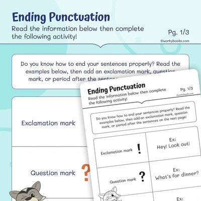 End Mark Punctuation - worksheet educational content