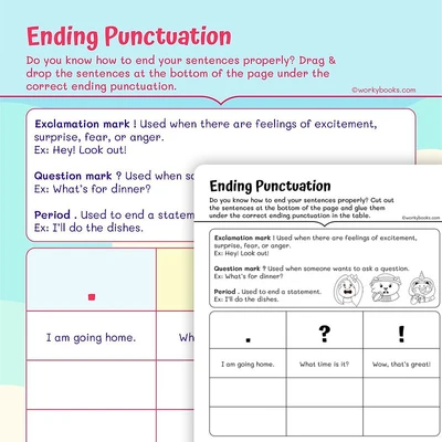 Use End Punctuation for Sentences - worksheet educational content