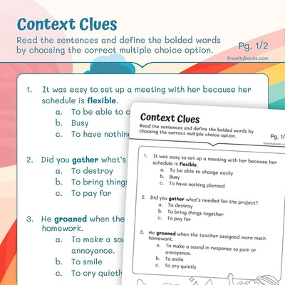 Sentence-Level Context as a Clue - worksheet educational content