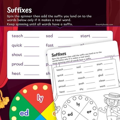 Grade 1 Suffix Words - worksheet educational content