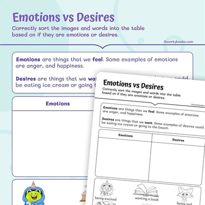 Emotions vs Desires—Vocabulary - worksheet educational content