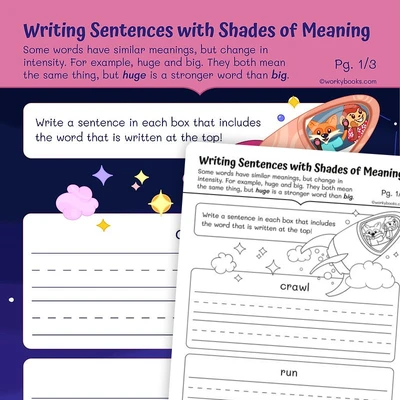 Writing Sentences with Shades of Meaning - worksheet educational content