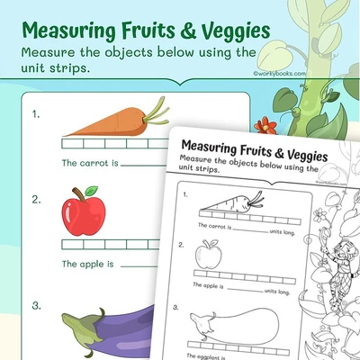 Measuring Fruits and Veggies - worksheet educational content
