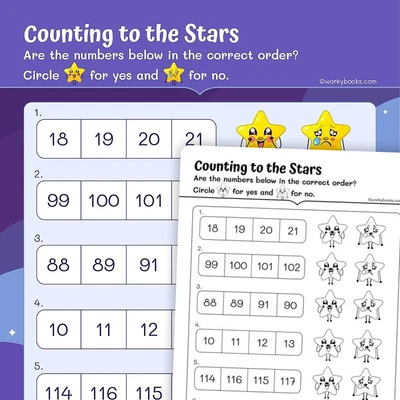 Counting to the Stars - worksheet educational content