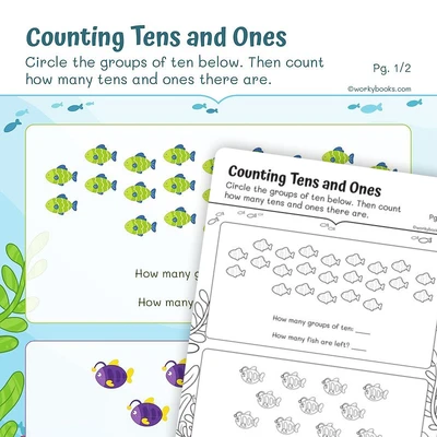 Counting Tens and Ones—Number Sense - worksheet educational content