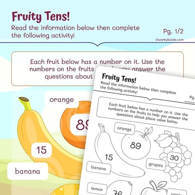 Fruity Tens—Number Sense - worksheet educational content
