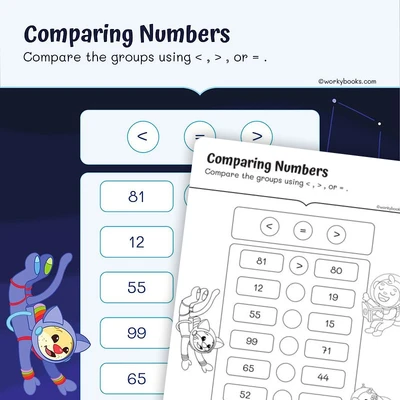 Comparing Two Digit Numbers - worksheet educational content