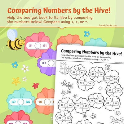 Comparing Numbers by the Hive! - worksheet educational content