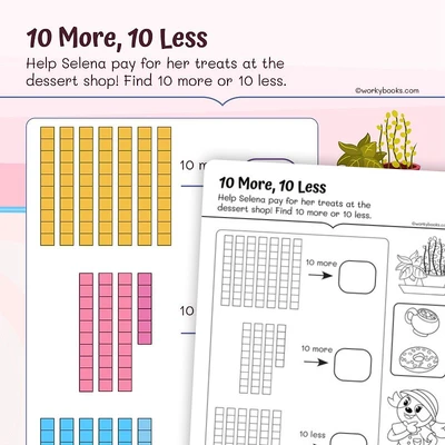 Ten More Ten Less - worksheet educational content