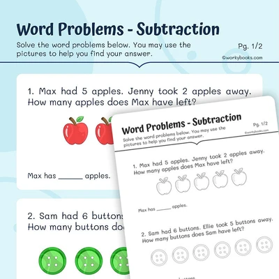 Word Problems — Subtraction - worksheet educational content