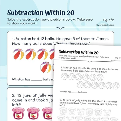 Subtraction Within 20 - worksheet educational content