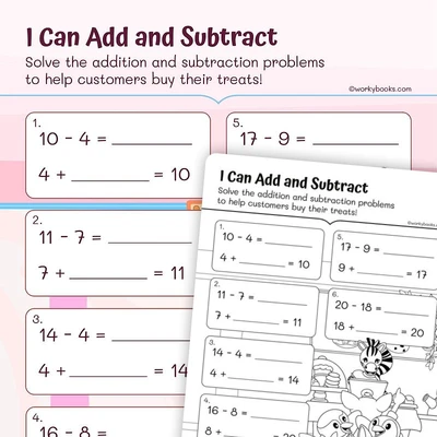 I Can Add and Subtract - worksheet educational content