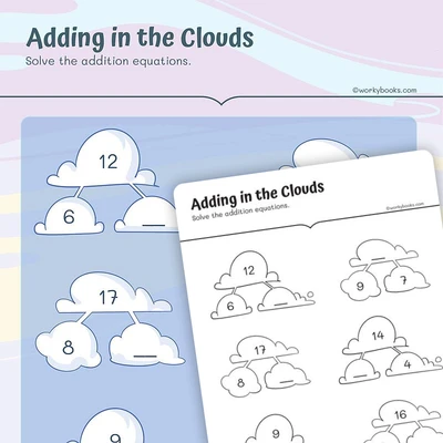 Adding in the Clouds - worksheet educational content