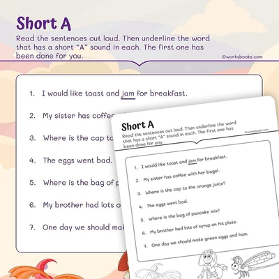Short A Vowel - worksheet educational content