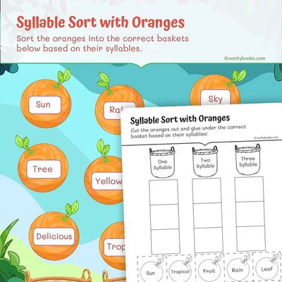 Phonics—Count Syllables - worksheet educational content