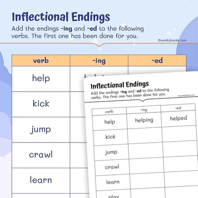 Inflectional Endings - worksheet educational content