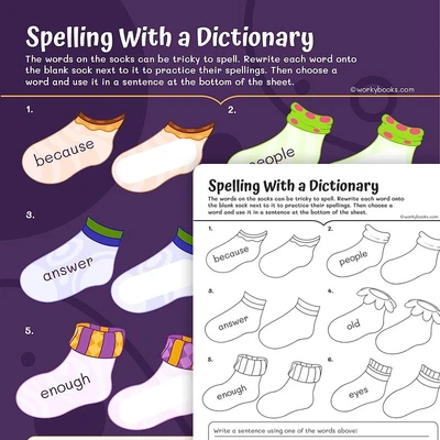 Socks & Spelling - worksheet educational content