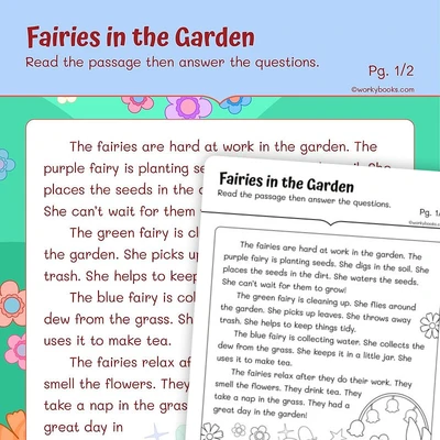 Short Story—Fairies in the Garden - worksheet educational content