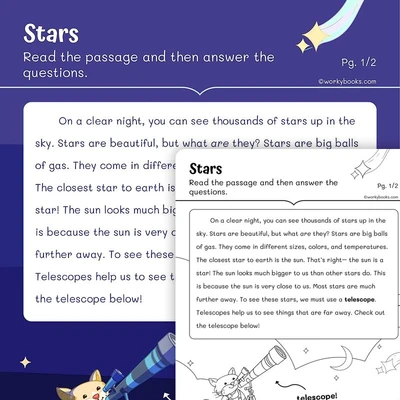 Stars—Reading for Purpose - worksheet educational content