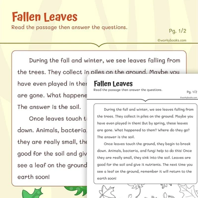 Falling Leaves—Reading Fluency Passage - worksheet educational content