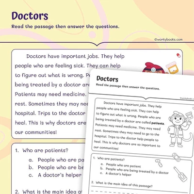Doctors—Citing Text Evidence - worksheet educational content
