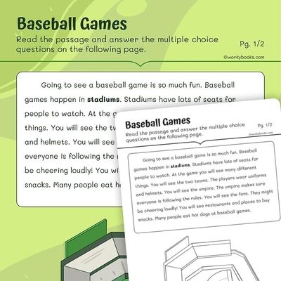 Informational Text on Baseball Games - worksheet educational content