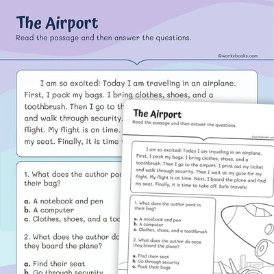 Reading—The Airport - worksheet educational content