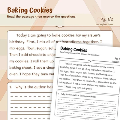Baking Cookies —Analyzing Key Details - worksheet educational content