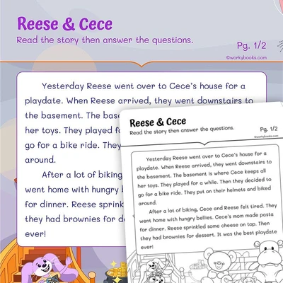 Reading Comprehension— Reese & Cece - worksheet educational content