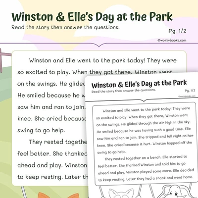 Comparing & Contrasting Winston & Elle’s Day at the Park - worksheet educational content