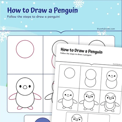 How to Draw a Penguin - worksheet educational content