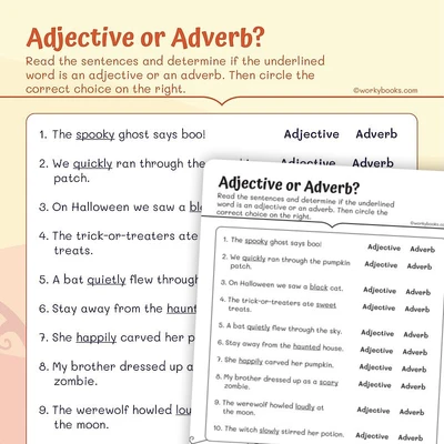 Adjective or Adverb? Choosing Adjectives - worksheet educational content