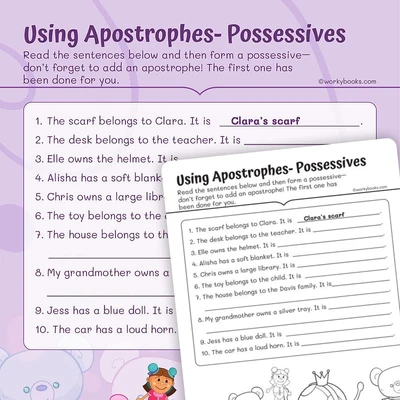 Using Apostrophes— Possessives - worksheet educational content