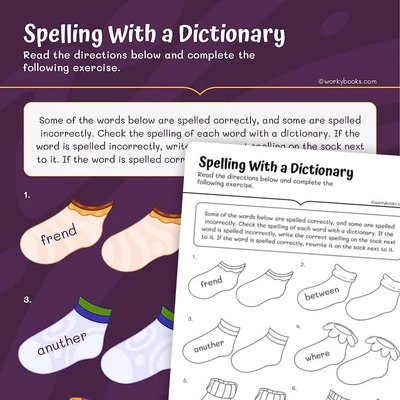 Spelling With a Dictionary - worksheet educational content