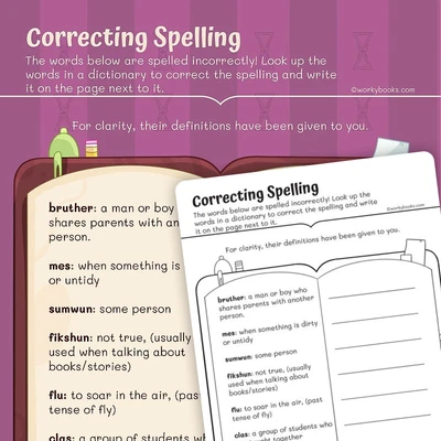Spelling Correction - worksheet educational content