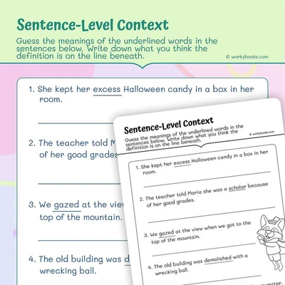 Sentence—Level Context - worksheet educational content
